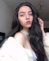 Black Long Wavy Synthetic Lace Front Wig-Everyday Wigs